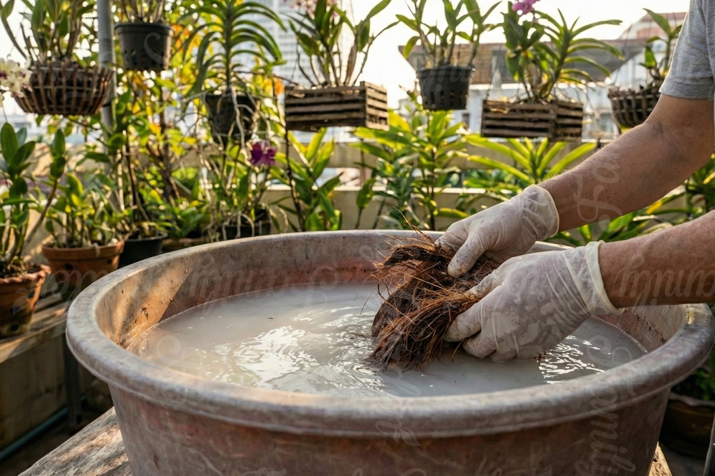 Xử lý xơ dừa bằng nước vôi loãng để loại bỏ lignin