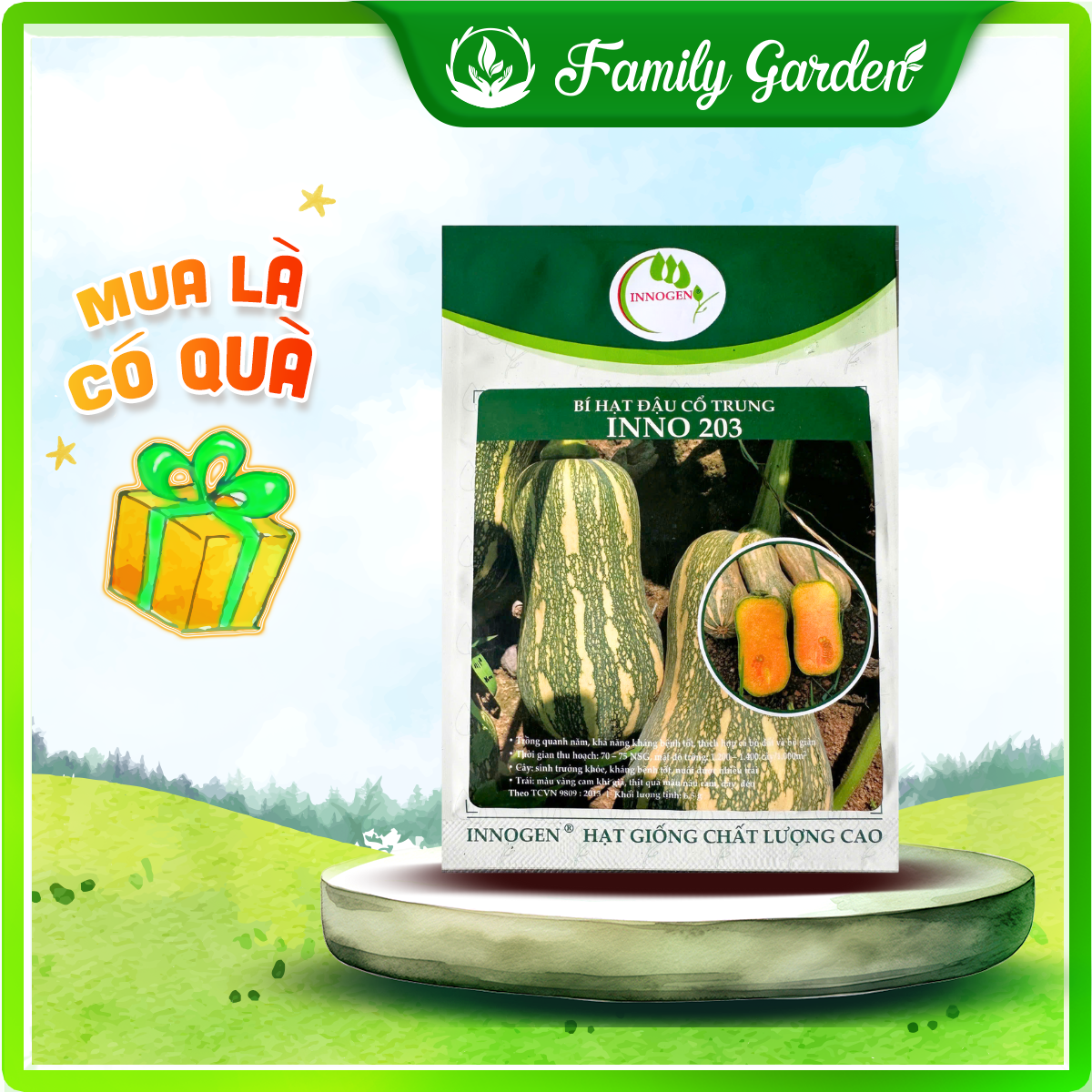 Hạt giống bí hạt đậu cổ trung - Độc quyền Family Garden