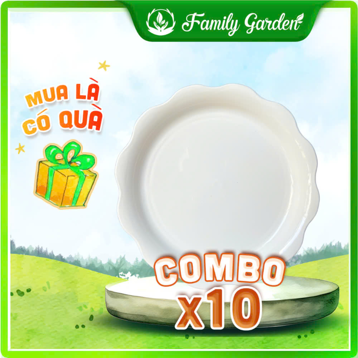 Combo 10 dĩa nhựa bèo trắng/đen size 16/12 | Độc quyền Family Garden