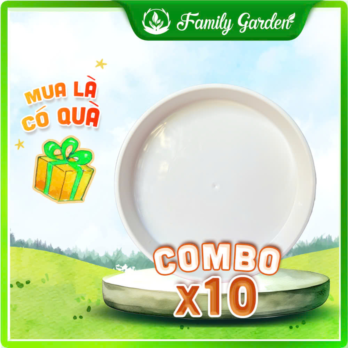 Combo 10 dĩa nhựa trắng lót chậu Thakico | Độc quyền Family Garden